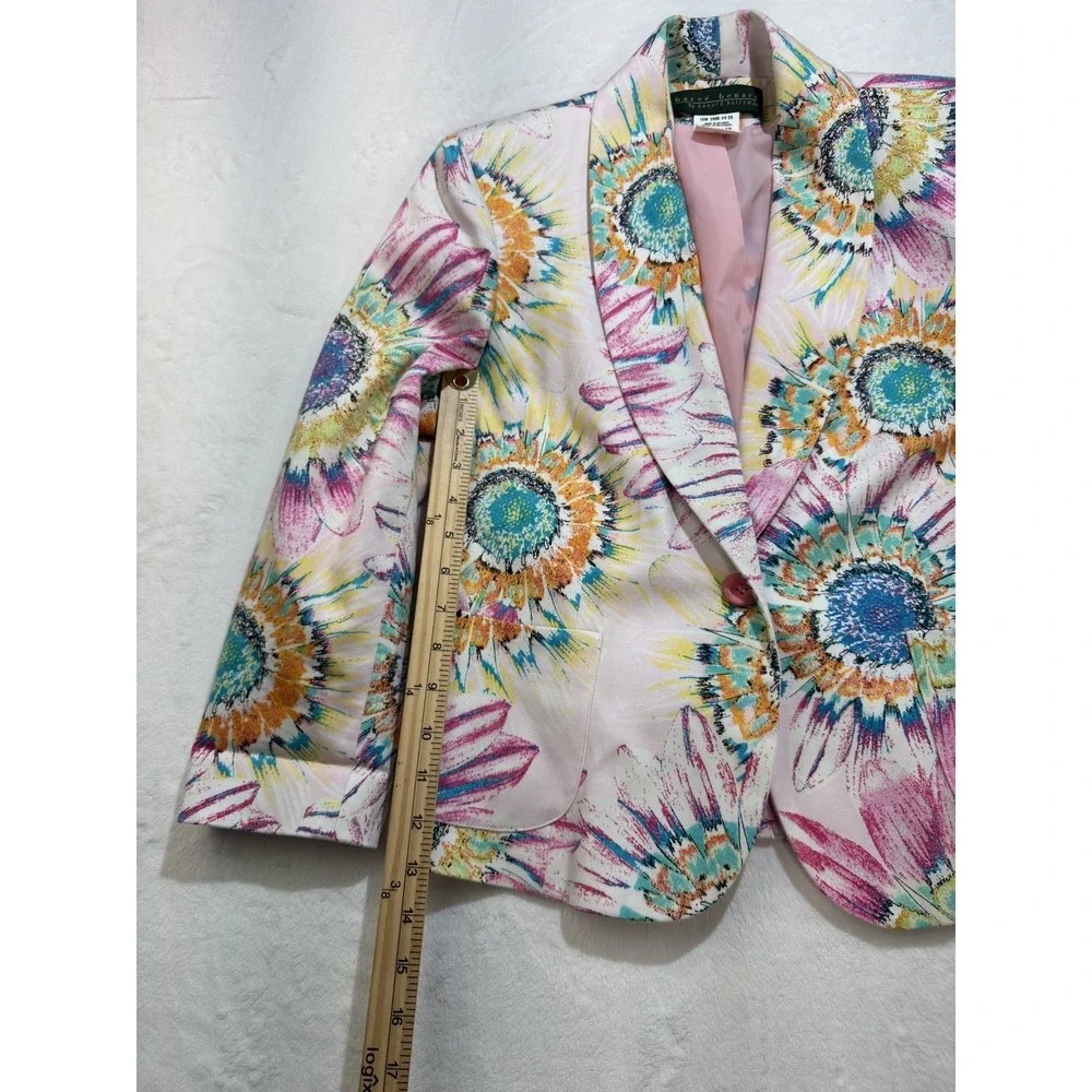 Harve Benard Blazer Womens 10 Multicolor Floral One Button Lined Jacket - Picture 4 of 6